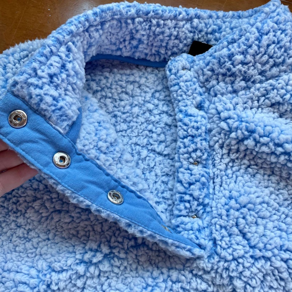 Oversized Cropped Teddy Sweater M PACSUN Pullover Long Sleeve Light Blue Soft - Picture 4 of 10